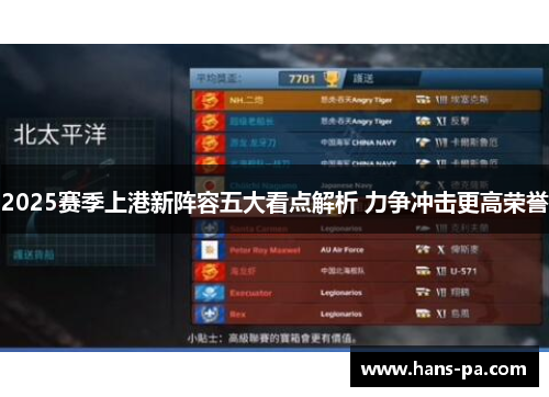 2025赛季上港新阵容五大看点解析 力争冲击更高荣誉